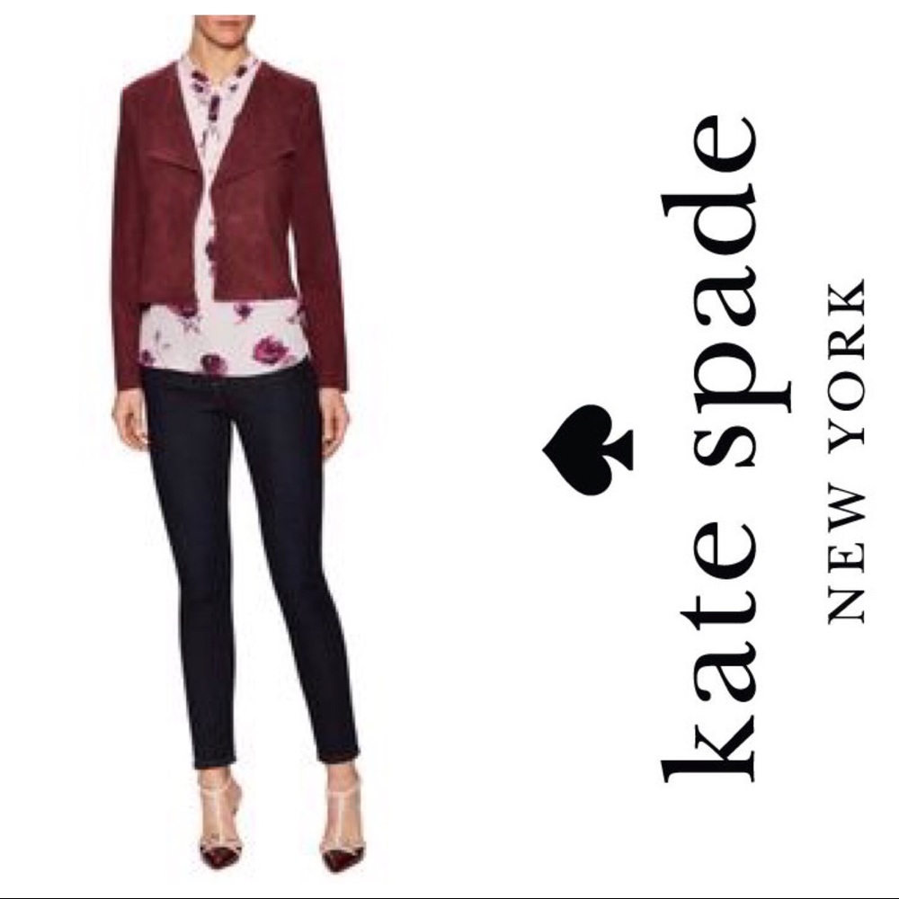 Kate Spade Burgundy Suede Jacket Medium New! - Picture 2 of 8